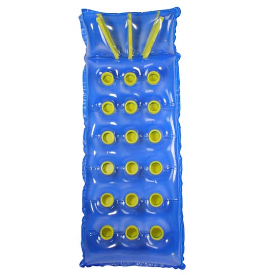 76" Blue and Yellow Inflatable 18-Pocket French Style Swimming Pool Air Mattress